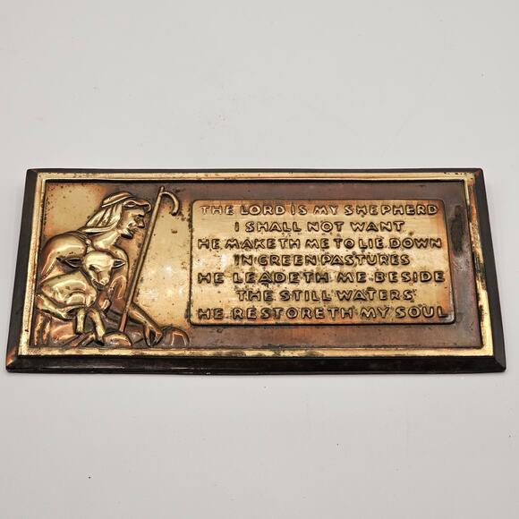 Vintage Jesus and Lamb Hanging Wall Decor - The Lord is My Shepherd Metal Sign - Picture 6 of 9